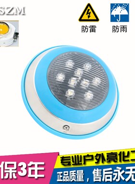 LED泳池壁灯泳池水下灯变色灯6W9W12W15W12V防水不锈钢挂壁式