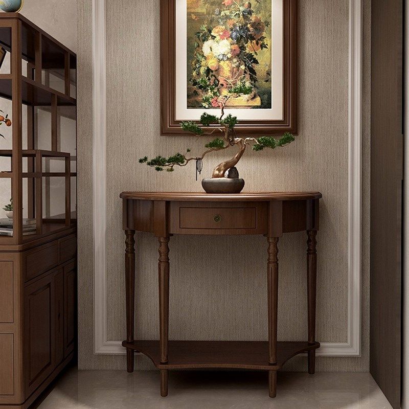 实木半圆入户玄关桌靠墙玄关台边桌窄现代进门客厅装饰墙边柜供桌,住宅家具,玄关台,淘宝优惠券,粉丝福利购,淘宝优惠卷