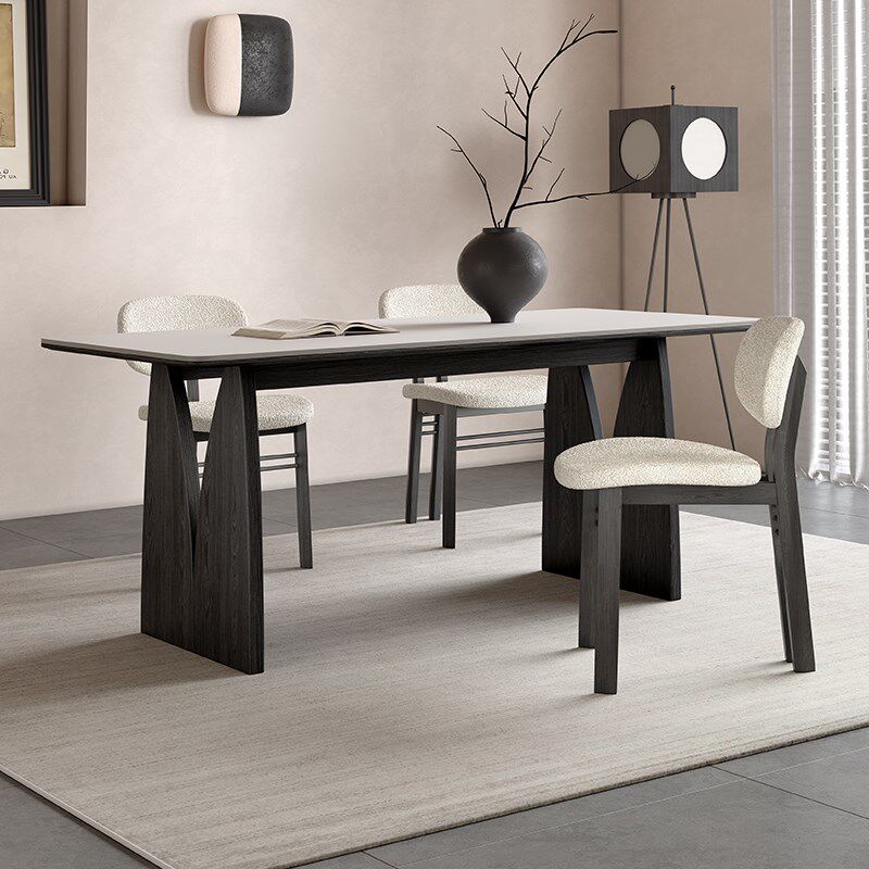 实木餐桌长方形白蜡木客厅饭桌2024新款法式复古哑光纯白岩板餐桌,住宅家具,岩板餐桌,淘宝优惠券,粉丝福利购,淘宝优惠卷