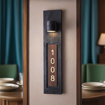 实木发光门牌定制充电感应亮餐厅酒店茶楼民宿客房指引牌号码牌