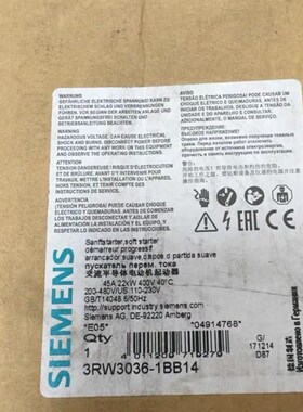 软启动器 型号3RW3036-1BB14