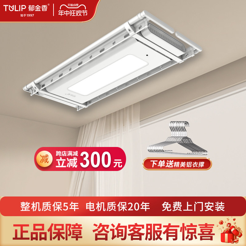 郁金香电动晾衣架阳台智能语音遥控自动升降晾衣机家用室内晒衣架