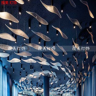 玻璃琉璃鱼片吊灯餐饮空中艺术挂饰鱼吊饰创意鱼群宴会厅酒店定制