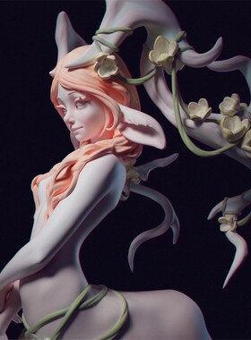 害羞的半人马女孩Shaman树精 鹿角3d打印模型stl图纸文件素材