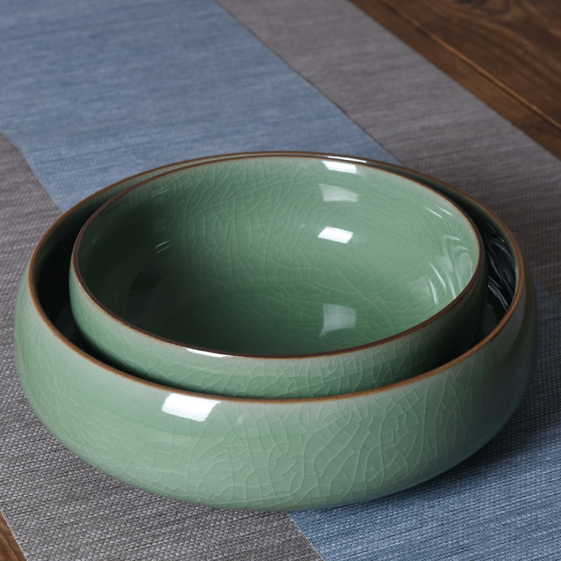 青瓷大号烟灰缸 陶瓷家用功夫茶具零配冰裂茶洗 足浴店烟灰缸定制,家居饰品,装饰烟灰缸,淘宝优惠券,粉丝福利购,淘宝优惠卷