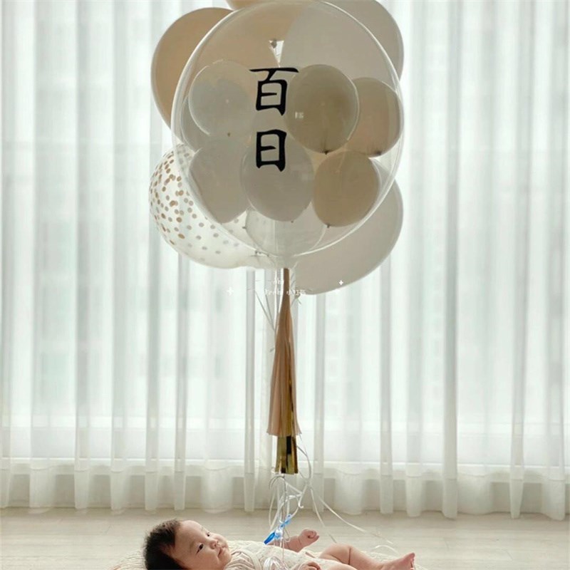 儿童宝宝百天百日气球装饰汉字波波球贴满月抓周场景布置拍照道具