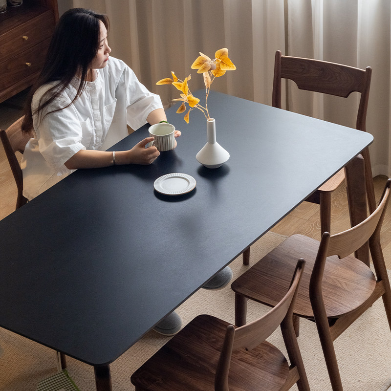 拾影木筑 岩板餐桌北欧小户型黑胡桃实木长方形饭桌餐桌椅子组合,住宅家具,岩板餐桌,淘宝优惠券,粉丝福利购,淘宝优惠卷