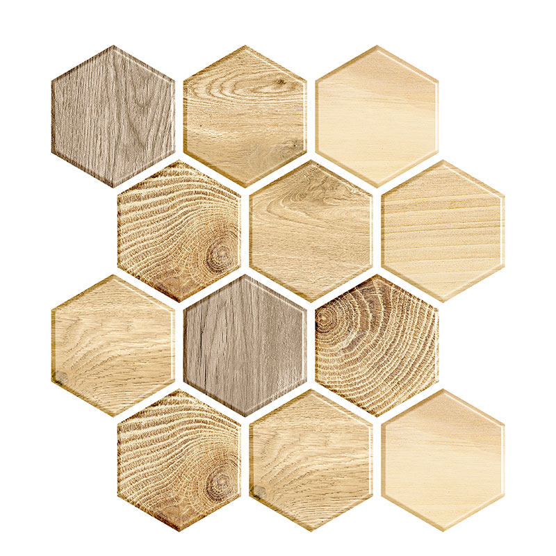 六角木纹3D立体壁贴自粘电视沙发背景墙阳台书房装饰家用温馨加厚