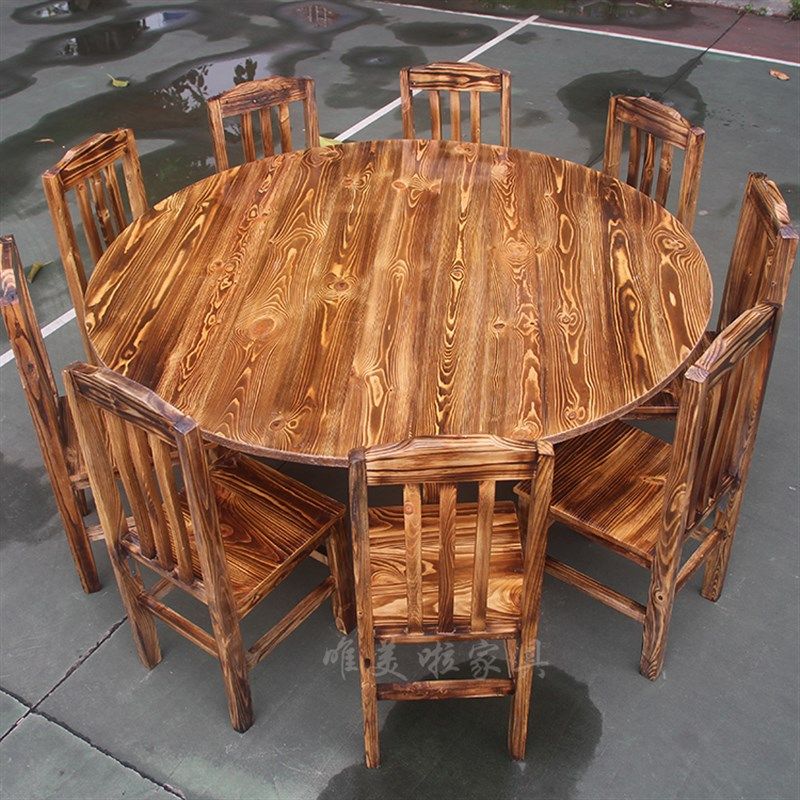 商用碳烧松木餐桌椅实木碳化酒店餐桌餐椅快餐店大排档饭店大圆桌,商业/办公家具,商用餐椅,淘宝优惠券,粉丝福利购,淘宝优惠卷