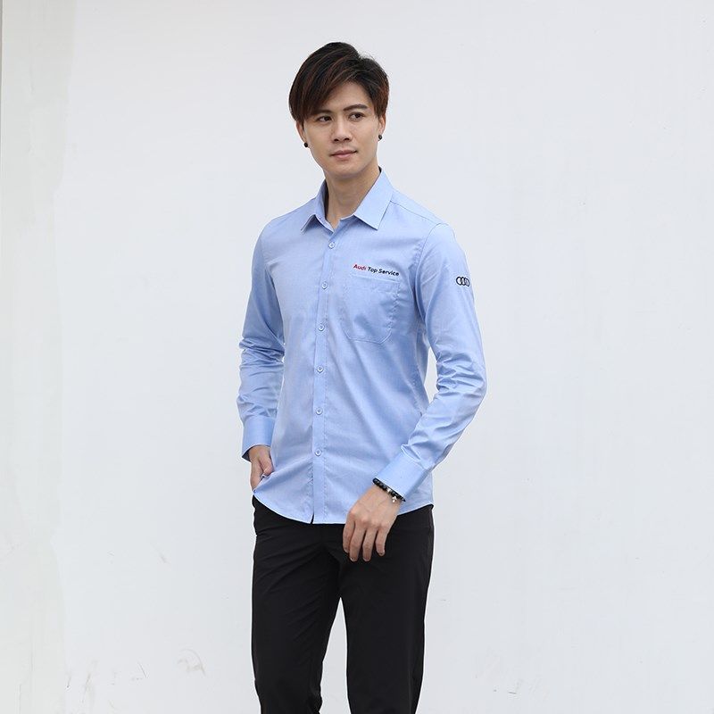 2020新款奥迪售后服务顾问衬衫工作服男士衬衣长袖商务蓝色定制,男装,衬衫,淘宝优惠券,粉丝福利购,淘宝优惠卷