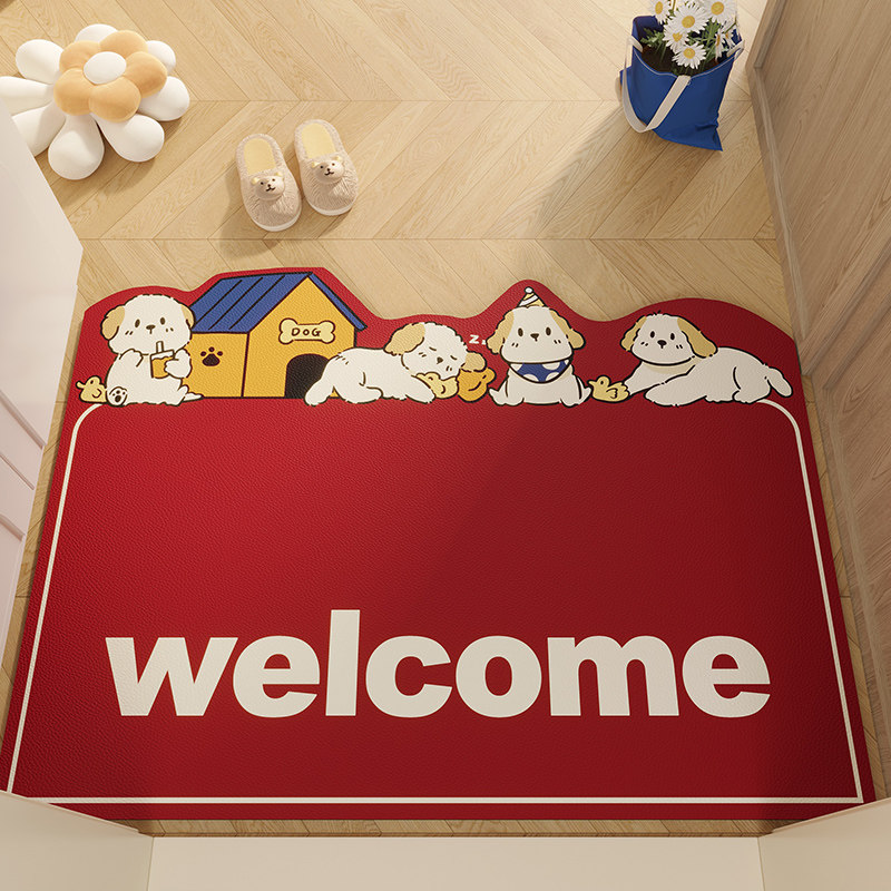 入户进门地垫皮革pvc卡通红色喜庆防滑玄关可擦免洗可裁剪脚垫,居家布艺,入户地垫,淘宝优惠券,粉丝福利购,淘宝优惠卷