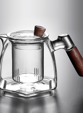加厚复古耐高温玻璃过滤泡花茶壶茶水分离单壶沏煮茶器家用600ML