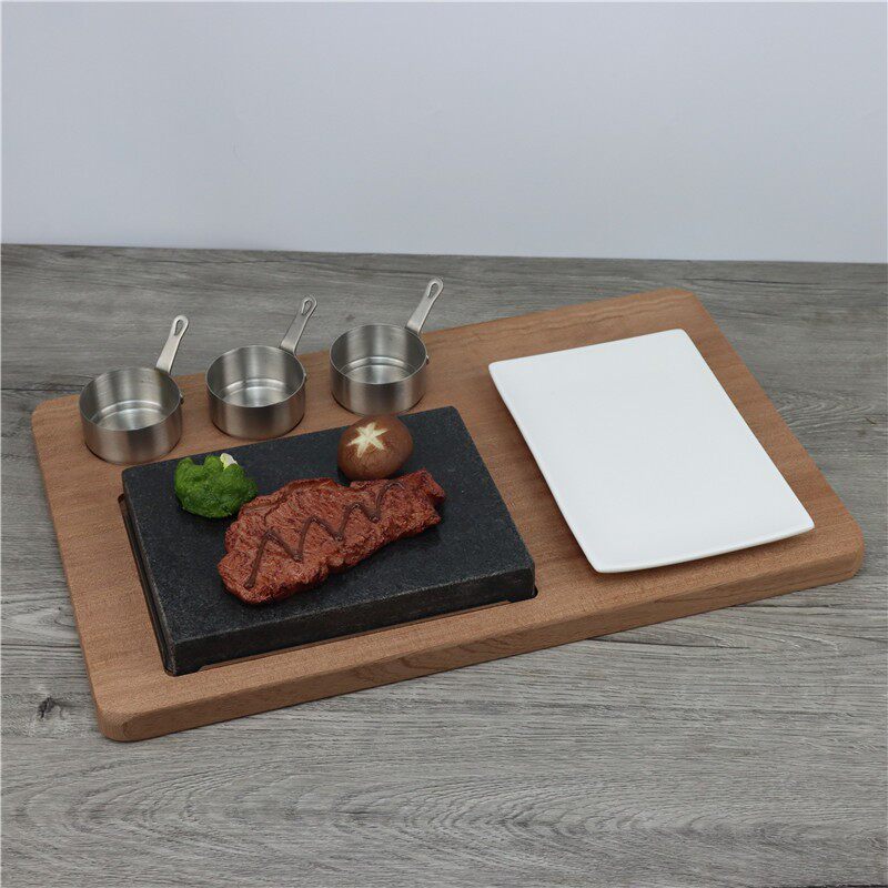 高温火山岩石牛排烤盘花岗石板沙比利木板牛排煎盘岩石加热石板烧