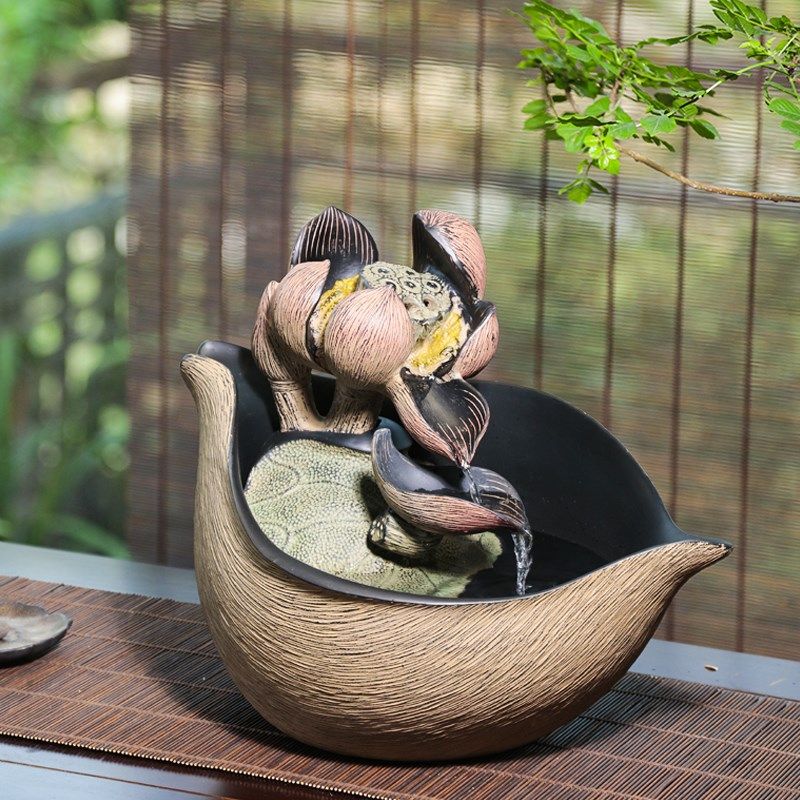 中式茶室流水摆件室内小型茶台水景摆设创意荷花客厅循环水装饰品,家居饰品,流水摆件,淘宝优惠券,粉丝福利购,淘宝优惠卷