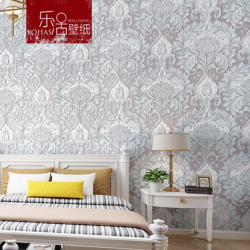 3D立体深压纹大花欧式墙纸家用奢华高档卧室客厅电视墙背景墙壁纸