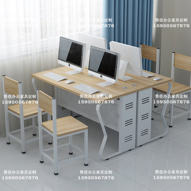 学校机房微机室电脑桌教师培训室班电脑桌椅办公台式桌双人课桌椅