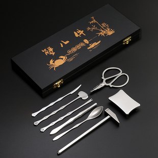 吃螃蟹工具不锈钢家用剥螃蟹钳夹子大闸蟹拆蟹剪刀吃蟹八大件礼盒