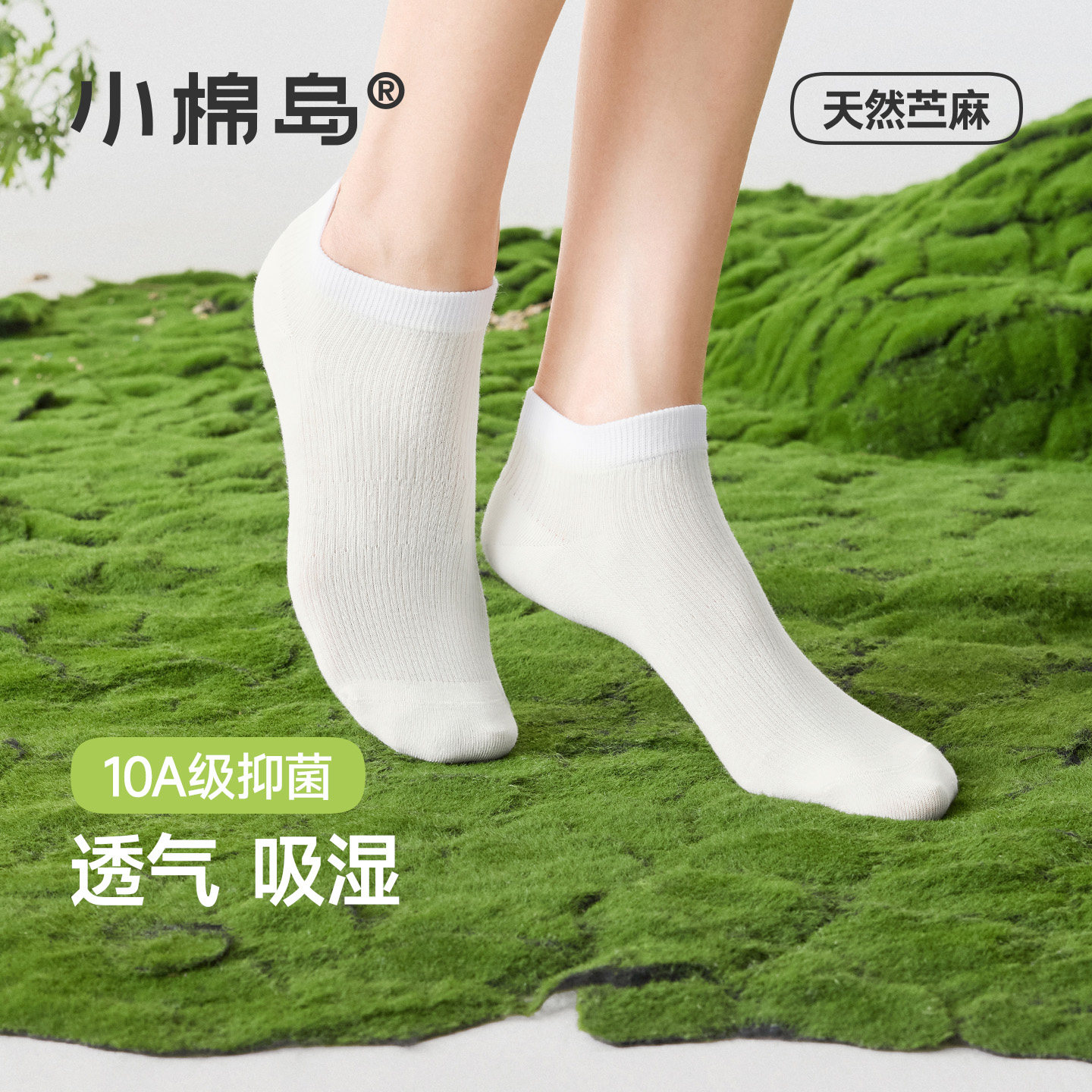 【天然苎麻】袜子女款短袜夏季薄款10a抑菌防臭防滑不掉跟无骨袜