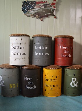 工业风餐厅候餐椅休闲吧凳子网红油桶圆凳子酒吧奶茶店个性软装饰