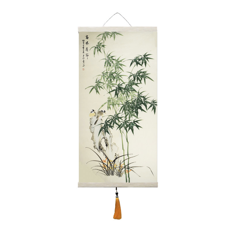 竹报平安挂画字画新款客厅竖版花鸟画竹子画装饰画办公室卷轴挂画,家居饰品,现代装饰画,淘宝优惠券,粉丝福利购,淘宝优惠卷