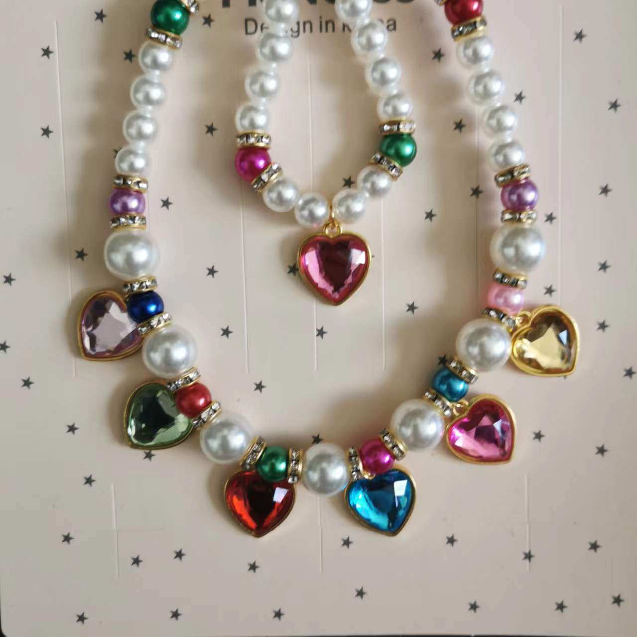 儿童小公主仿珍珠色彩项链手链耳夹三件套装宝宝节日节目饰品礼物,童装/婴儿装/亲子装,项链,淘宝优惠券,粉丝福利购,淘宝优惠卷