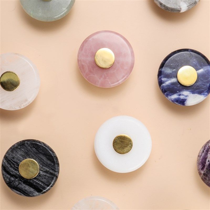 极简天然水晶大理石柜门拉手现代高端衣柜橱柜子抽屉圆形黄铜把手,基础建材,小拉手,淘宝优惠券,粉丝福利购,淘宝优惠卷