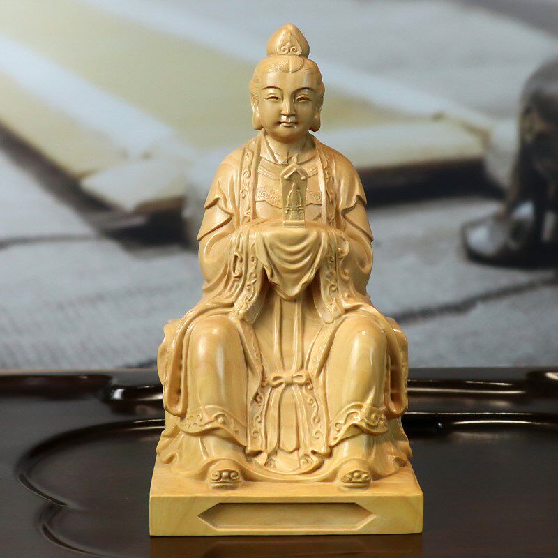 黄杨木雕泰山奶奶碧霞元君泰山圣母像雕像摆件家居饰品供奉工艺品