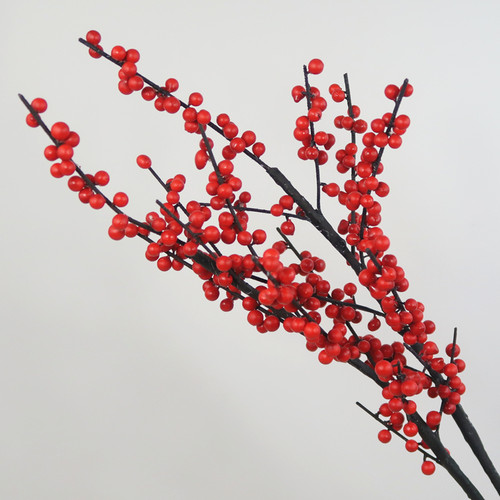 高品质仿真花浆果枝北美冬青干枝复古中式软装插花摆件装饰冬青果