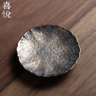 喜悦茶铺 洒金釉茶垫茶托 茶具 杯托 杯垫 茶杯托 茶道配件 壶托