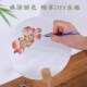 DIY青花瓷图案团扇涂色绘画空白线稿纹路扇子填色画非遗手工活动