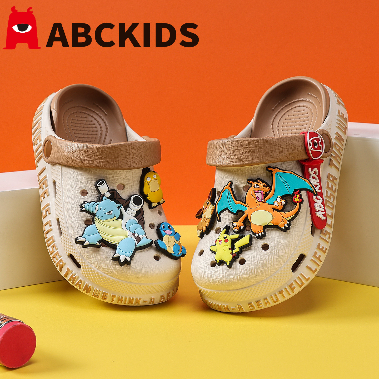 Abckids男童夏季拖鞋卡通洞洞鞋图片