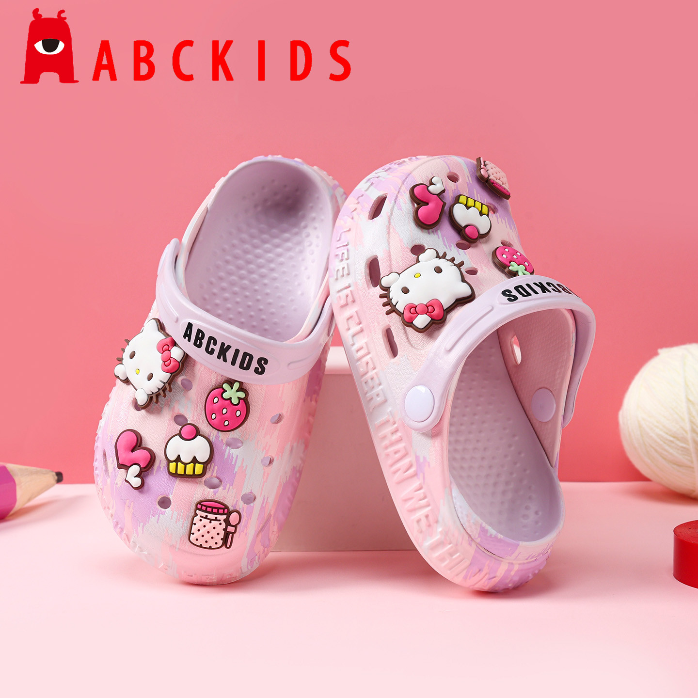 abckids女童洞洞鞋小童软底防滑图片