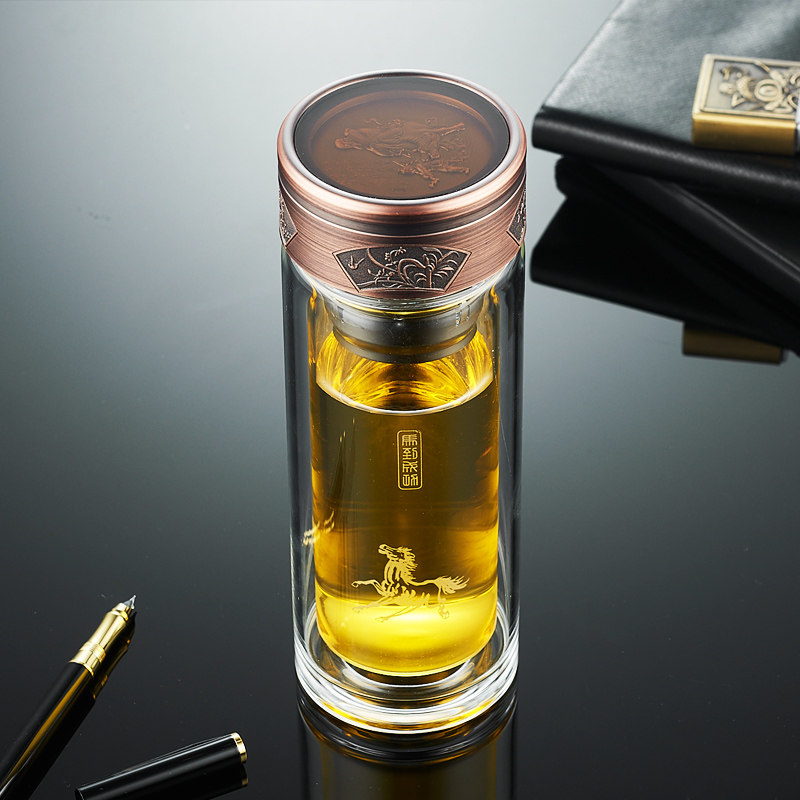 双层玻璃杯男女士水杯便携杯子隔热带盖过滤网茶杯家用泡茶商务杯,餐饮具,玻璃杯,淘宝优惠券,粉丝福利购,淘宝优惠卷