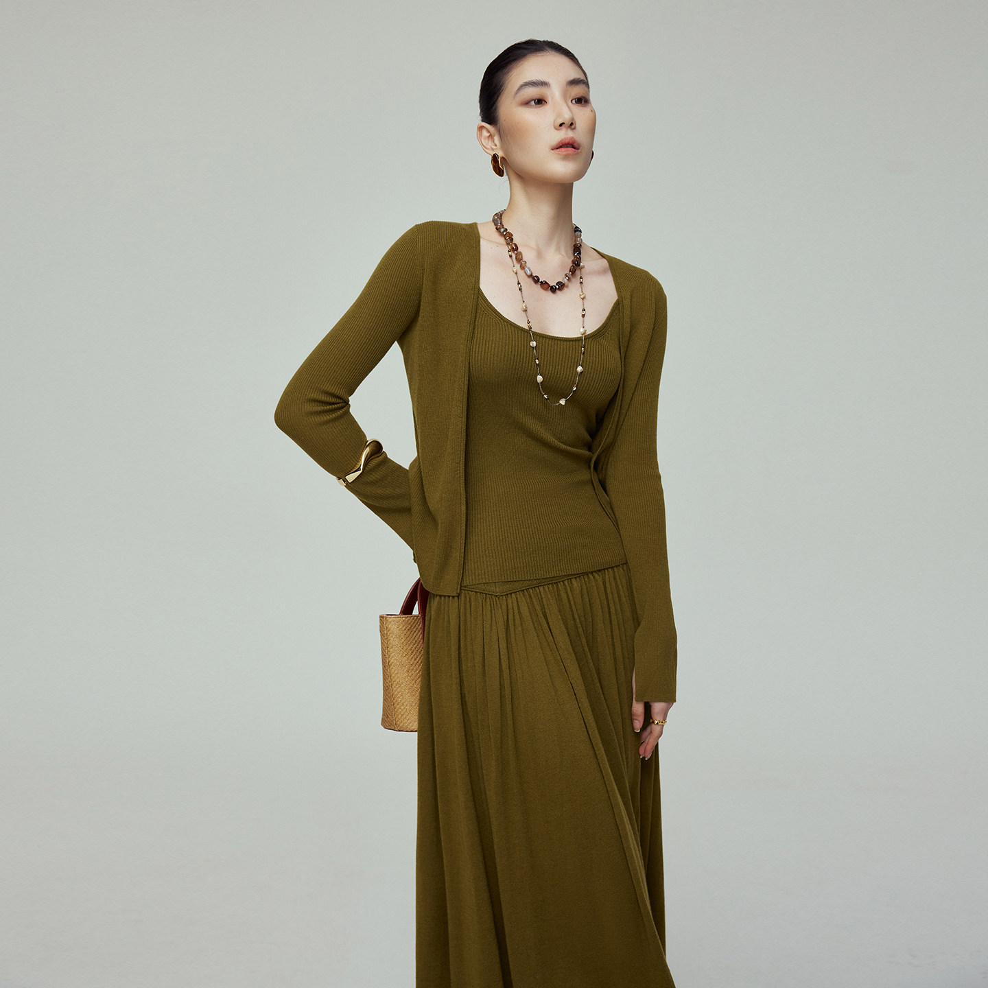 BW精致气质减龄显瘦韩系一整套春季针织套装开衫吊带半身裙三件套,女装/女士精品,时尚套装,淘宝优惠券,粉丝福利购,淘宝优惠卷