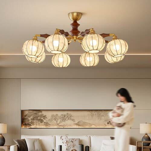新中式吊灯布艺宋代美学实木
