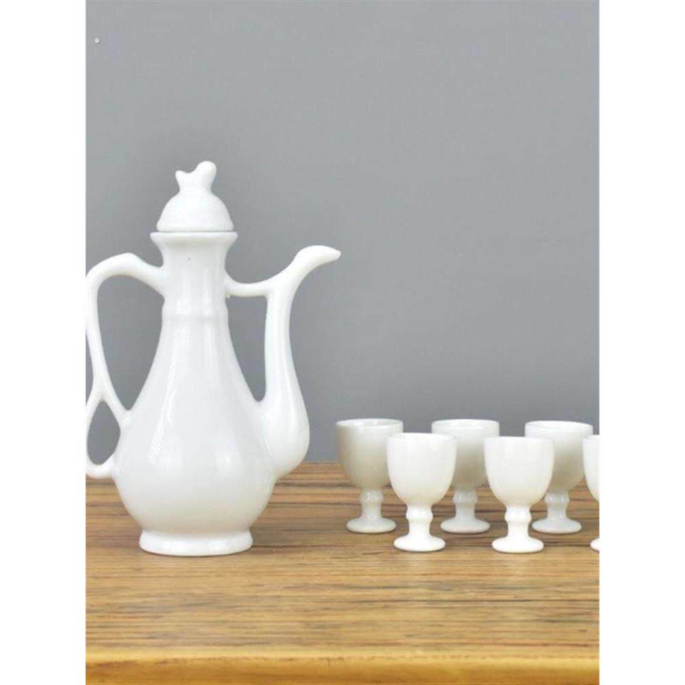 老式酒壶纯白色家用中式仿古酒壶陶瓷酒具半斤八两白酒三钱酒杯创