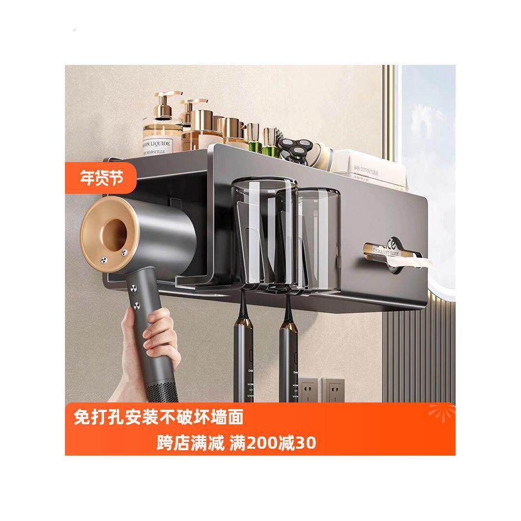 德国电动牙刷置物架2025新款卫生间厕所免打孔壁挂式牙刷吹风机架