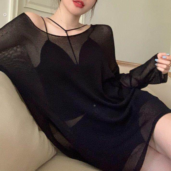 新款泳衣外搭可下水防晒罩衫外套女夏季游泳显瘦宽松薄款单卖百搭