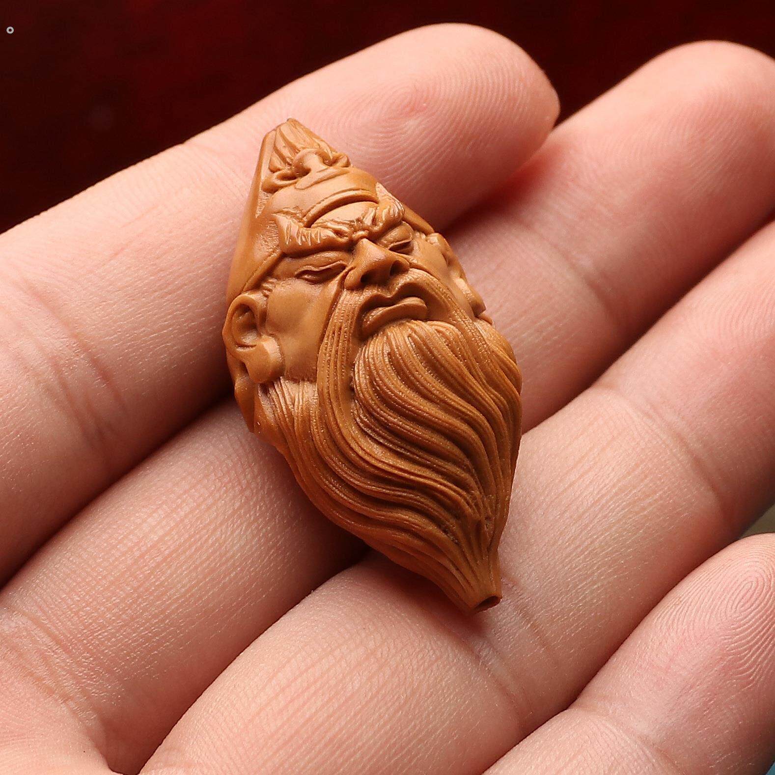 义薄云天橄榄核大籽2.0单颗吊坠关公文玩配件把件武财神关羽雕刻