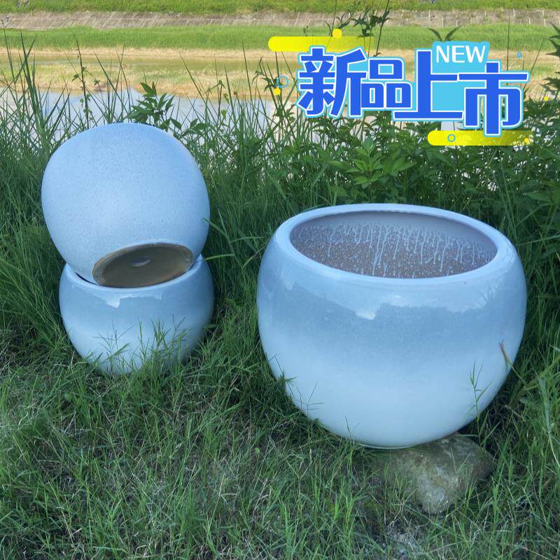 球形客厅庭院落地种花树发财树50大口径陶瓷特大号加厚花盆直销
