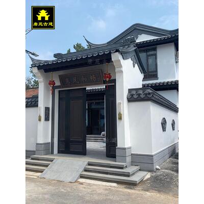 彷古庭院青砖墙面顶线影壁装饰水泥荷花线条砖雕墙裙踢脚线勒脚线