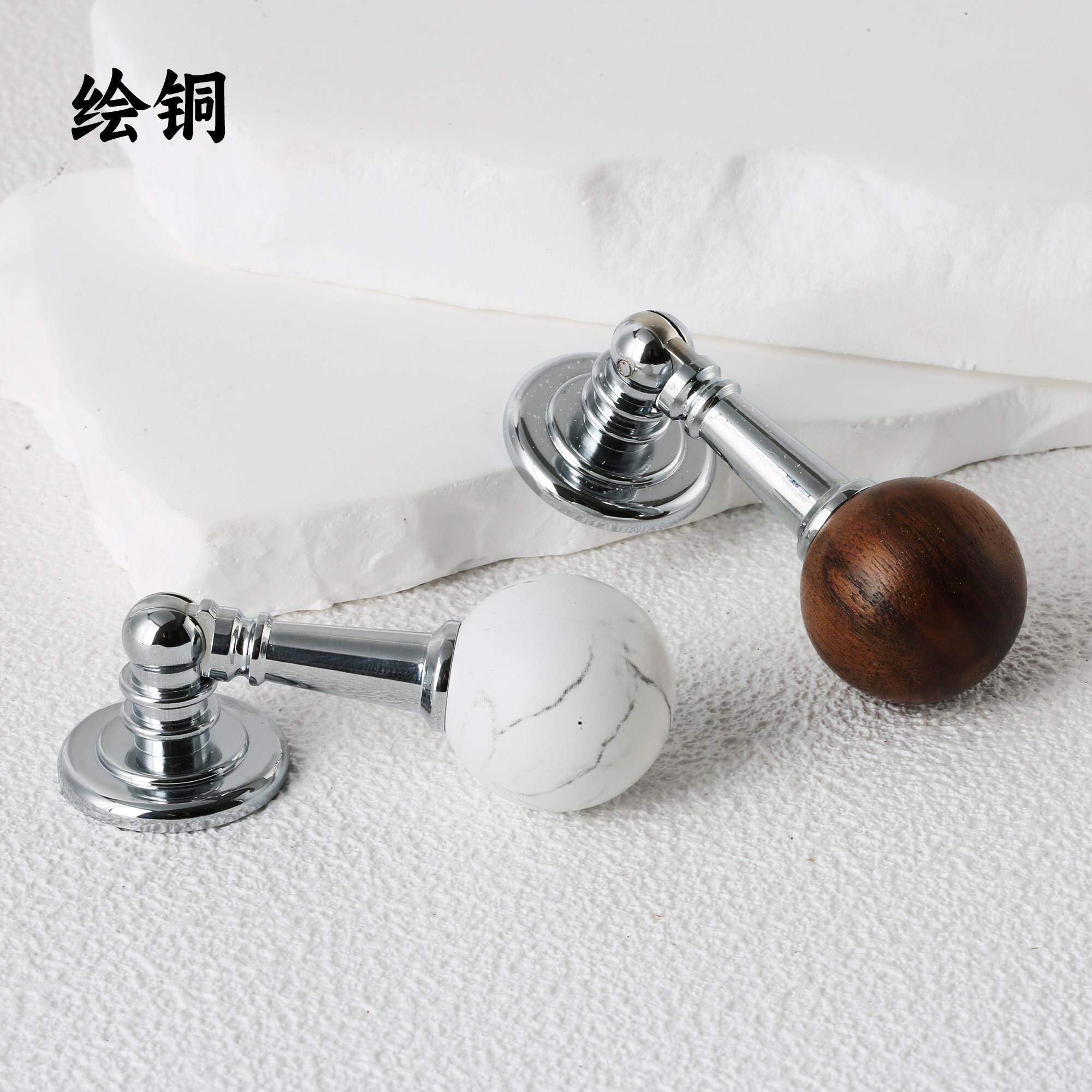 绘铜「碎晶凝视」法式轻奢铜把手衣柜门抽屉黄铜水晶胡桃木拉手