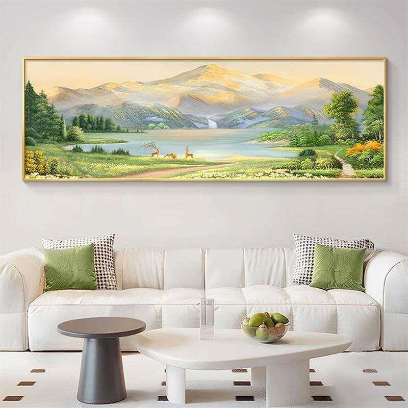 金山聚宝客厅装饰画聚宝盆山水风景镶钻画高档大气沙发背景墙挂画