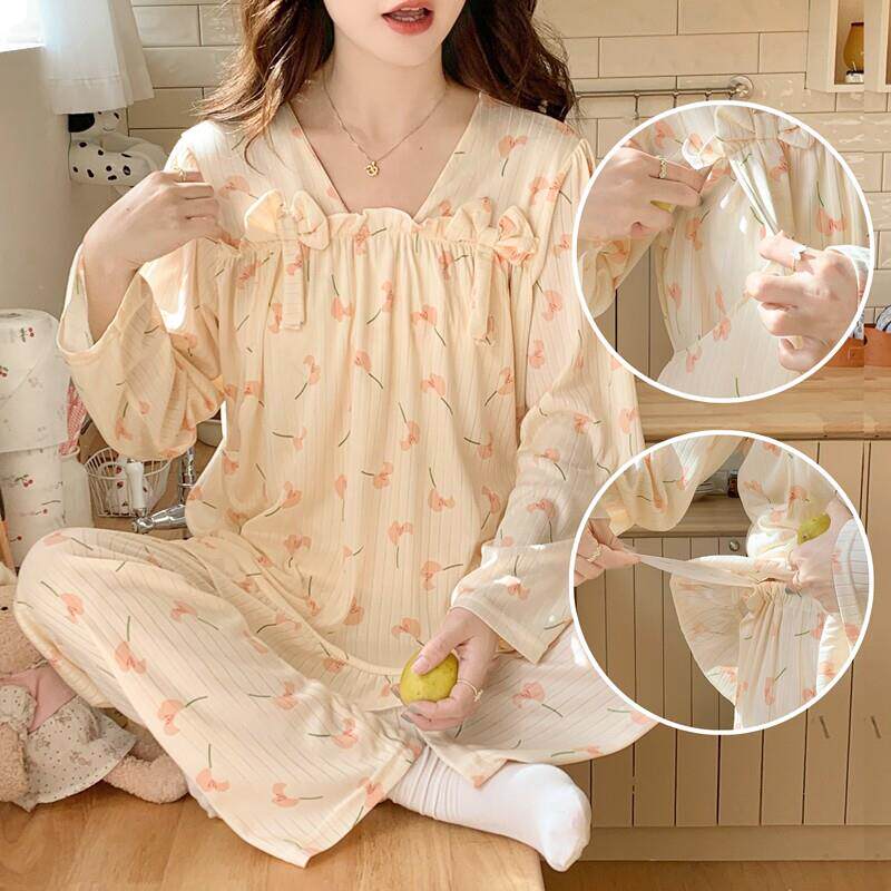 新款长裤长袖春秋季孕妇居家服套装产后哺乳期哺乳睡衣产妇月子服