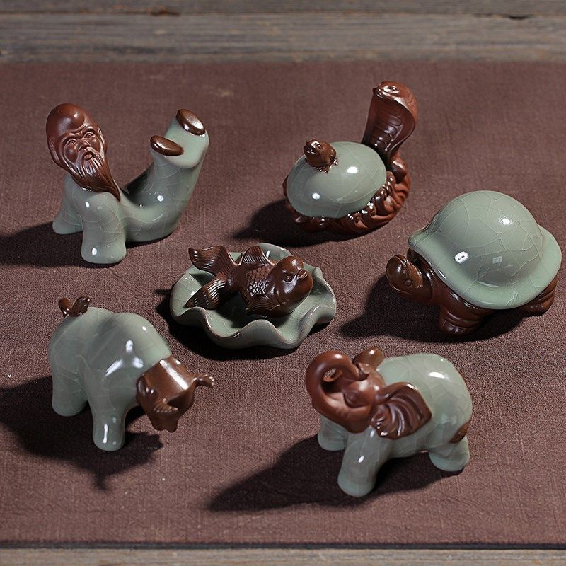 圣立哥窑茶宠可养创意手工大象金鱼斗牛乌龟灵气工艺茶玩茶具摆件,餐饮具,茶宠摆件,淘宝优惠券,粉丝福利购,淘宝优惠卷