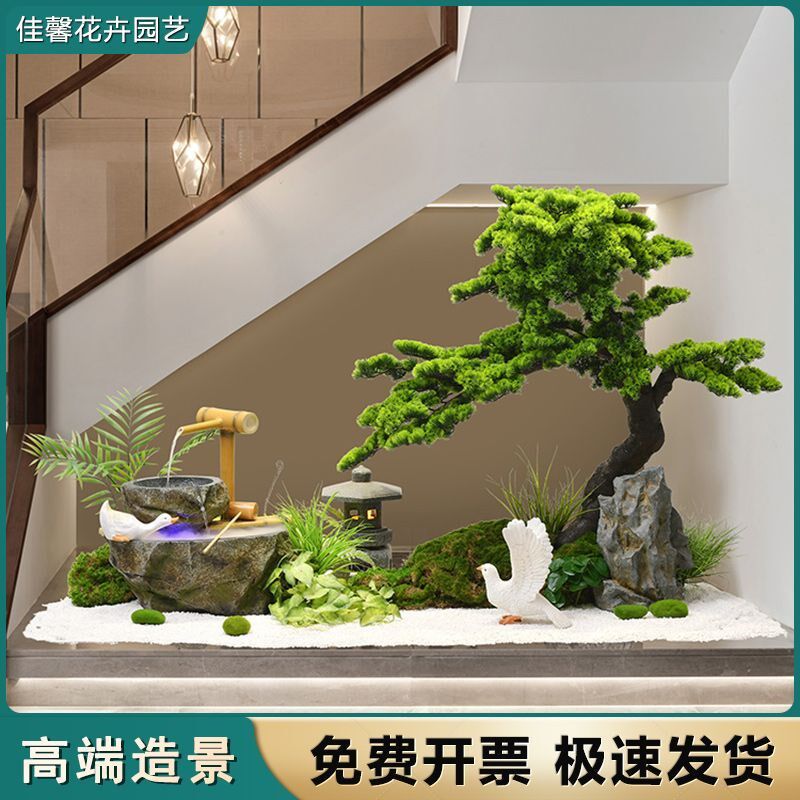 仿真松树迎客松罗汉松商场酒店室内装饰盆景造型假迎客松景观摆件