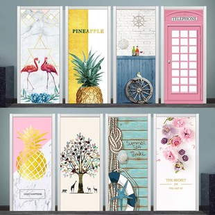 大理石创意门贴纸自粘翻新衣柜木门防水定制入户门店遮丑门贴纸