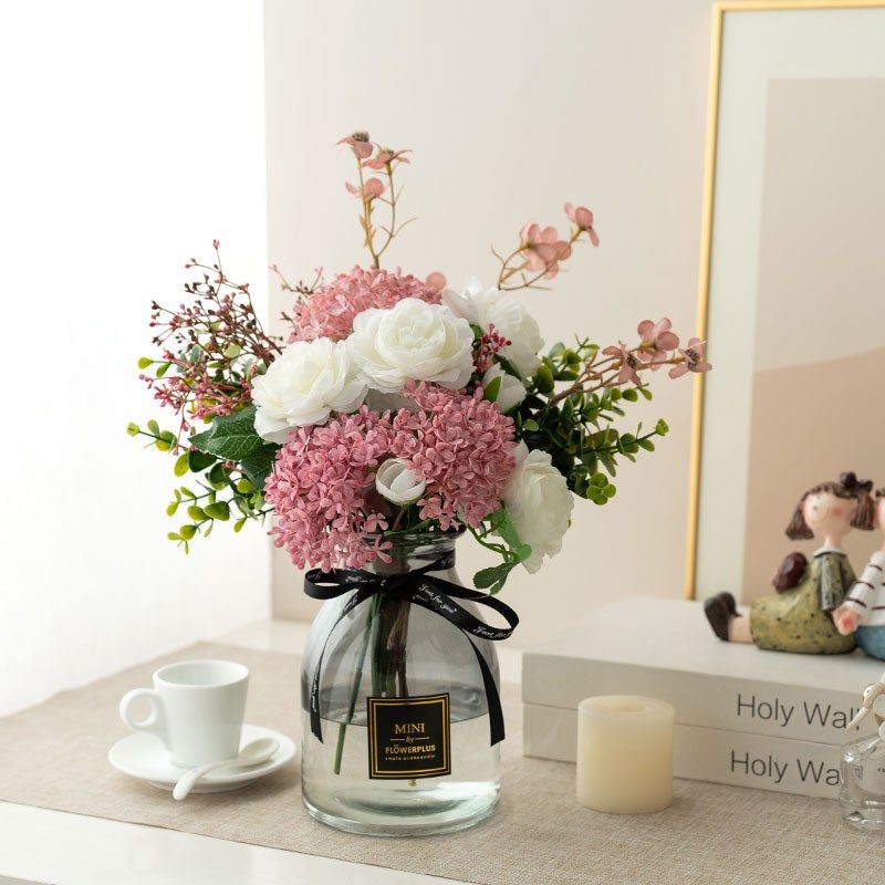 少女心粉色仿真花假花客厅餐桌玄关电视柜茶几办公室桌面装饰摆件,家居饰品,仿真花/假花,淘宝优惠券,粉丝福利购,淘宝优惠卷
