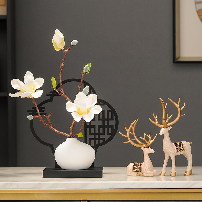 中式仿真海棠花盆景屏风摆件客厅装饰品玄关电视柜酒柜办公室景观,家居饰品,装饰摆件,淘宝优惠券,粉丝福利购,淘宝优惠卷