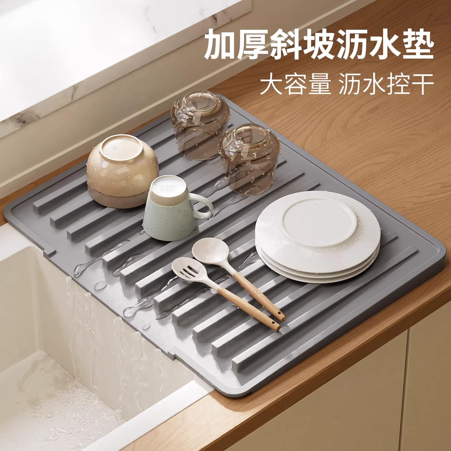 英国Hoinvaet矽胶沥水垫子台面隔热垫防烫锅垫耐高温厨房水槽沥水